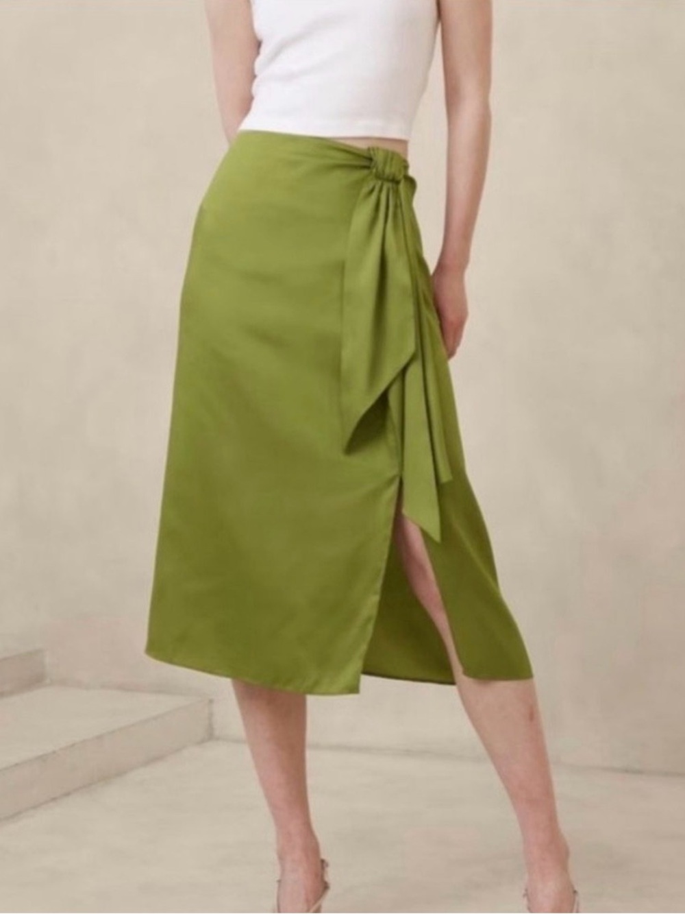 NWT Banana Republic Bamboo Shoot Silk Side Slit Skirt 2
